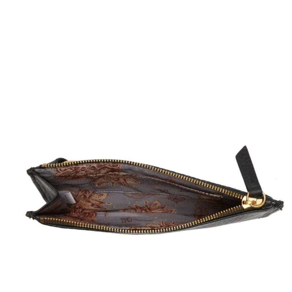 HOBO GO Tour Leather Zip Pouch Bag, Wristlet, with Lanyard, Black/Gold, NWT - Picture 11 of 12